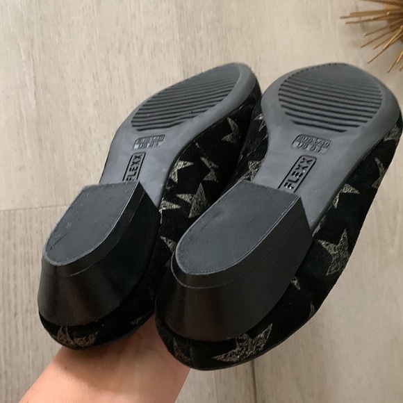 The Flexx Sisley‎ stars print Mules suede leather festive sz 8 1/2 sparkly black - Picture 4 of 12